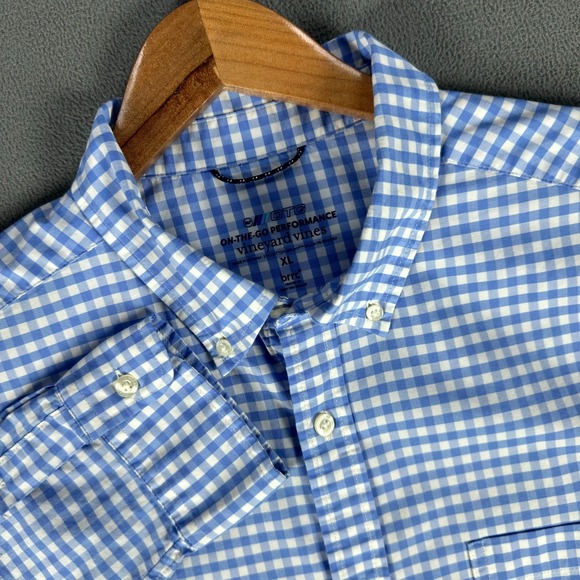 Vineyard Vines Other - Vineyard Vines Shirt Mens XL Blue Gingham Skysail On the Go Performance Brrr